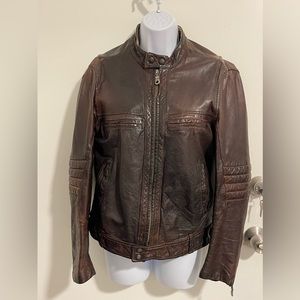 Vintage Brown Leather Bomber Jacket from The Gap XS\TP